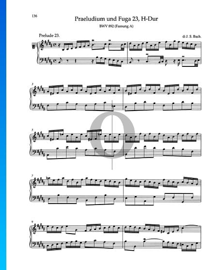 Prélude en en Si Majeur, BWV 892 Partition