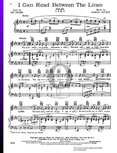I Can Read Between The Lines Partitura