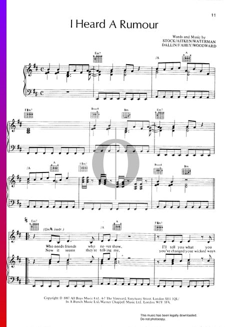 I Heard A Rumour Musik-Noten