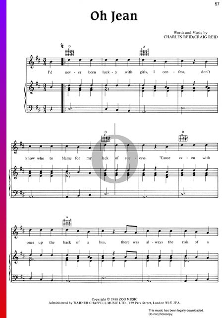 Oh Jean Sheet Music