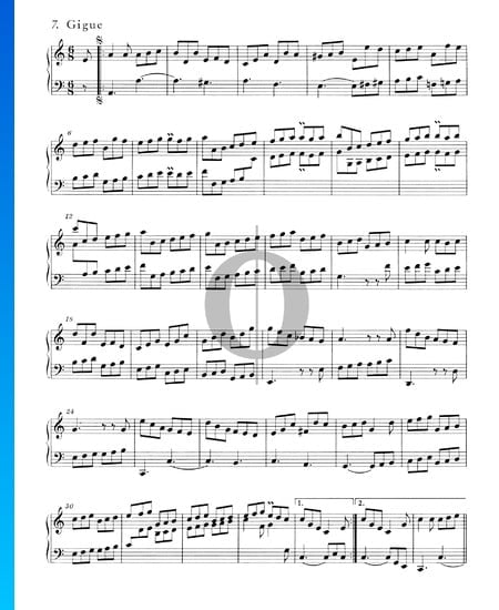 Englische Suite Nr. 2 a-Moll, BWV 807: 7. Gigue Musik-Noten