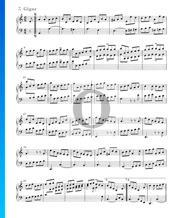 Suite inglesa n.º 2 en la menor, BWV 807: 7. Giga Partitura