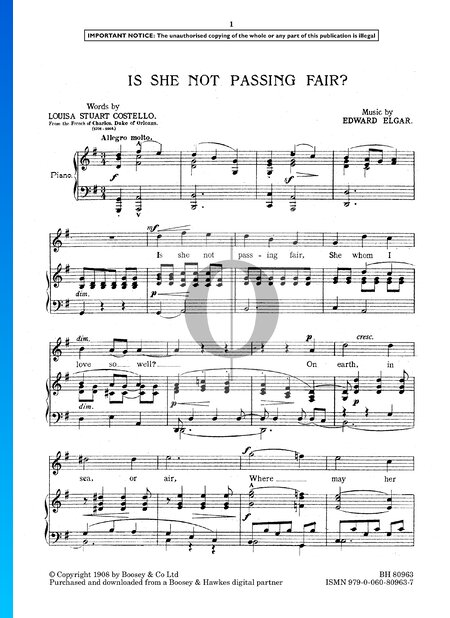 Is She Not Passing Fair? Partitura