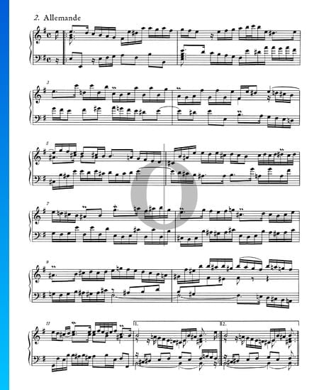 Englische Suite Nr. 5 e-Moll, BWV 810: 2. Allemande Musik-Noten