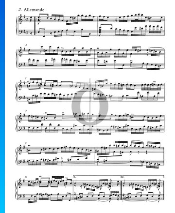 English Suite No. 5 E Minor, BWV 810: 2. Allemande bladmuziek