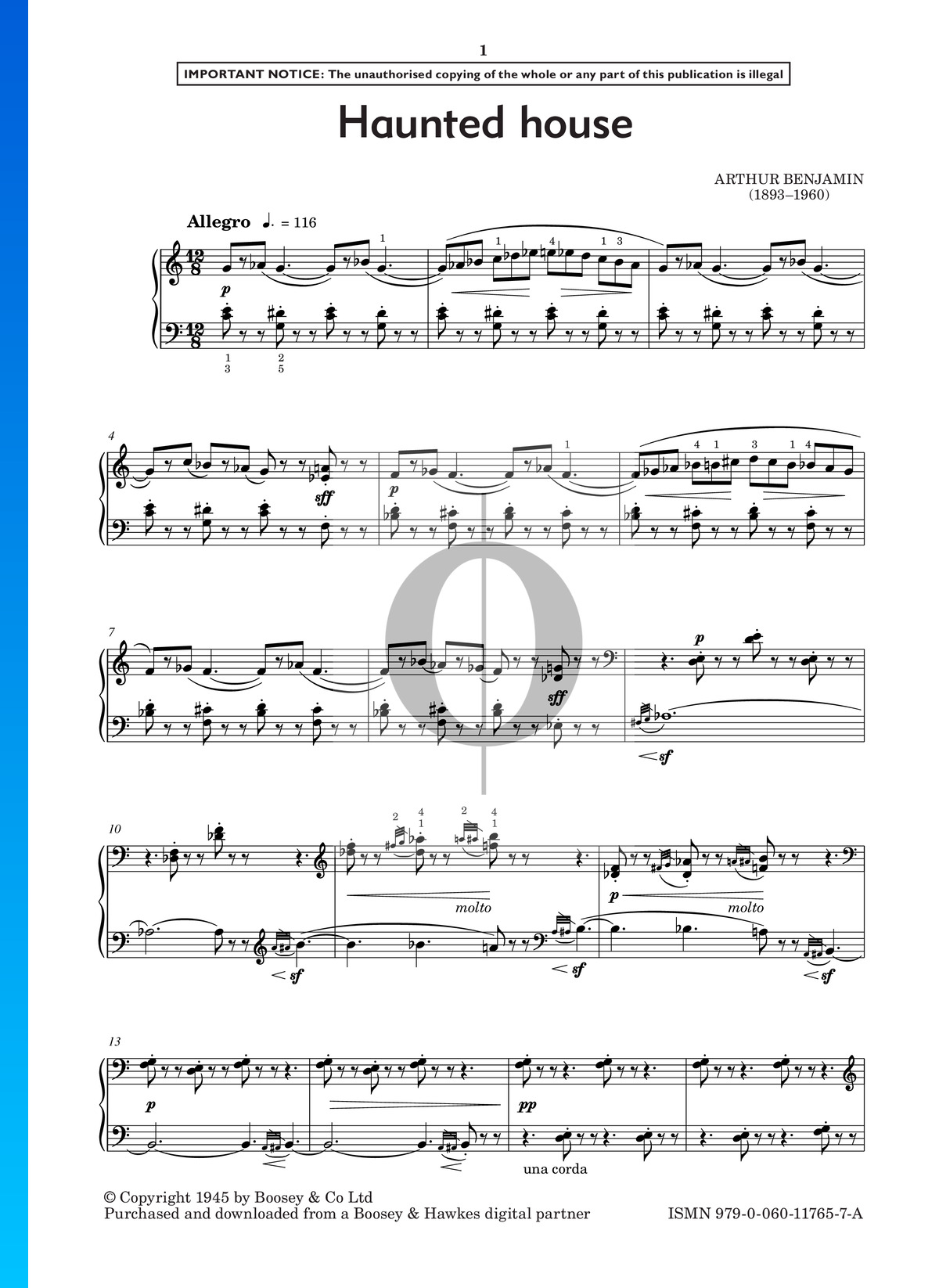 Haunted House Arthur Benjamin Piano Sheet Music OKTAV