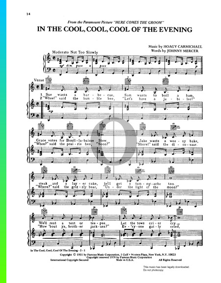 In The Cool, Cool, Cool Of The Evening Sheet Music