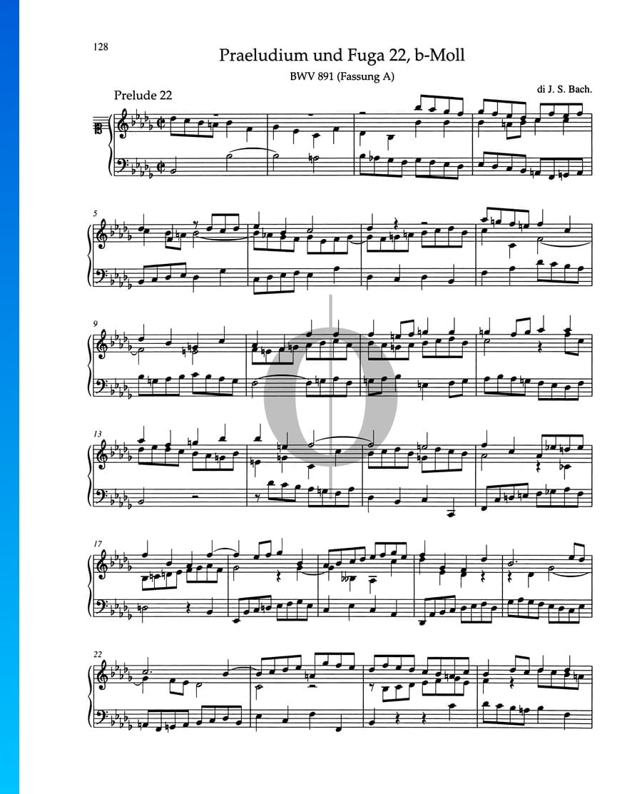 Prelude B-flat Minor, BWV 891 (Johann Sebastian Bach) Piano Sheet Music ...