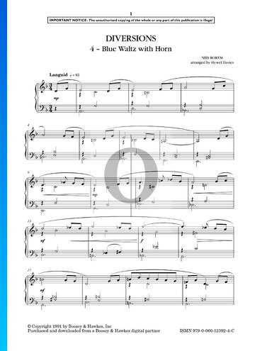 Diversions: 4. Blue Waltz With Horn Sheet Music