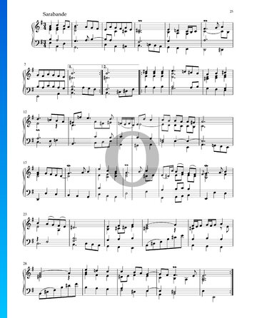 Partita en mi menor, BWV 1002: 5. Sarabanda Partitura