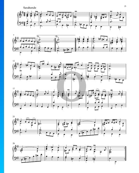 Partita en Mi mineur, BWV 1002: 5. Sarabande Partition