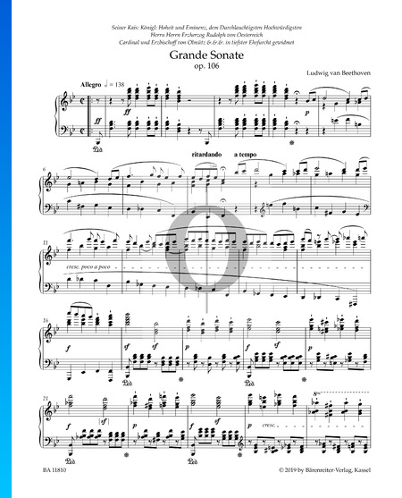 Sonate B-Dur, Op. 106 Nr. 29 (Hammerklavier): 1. Allegro