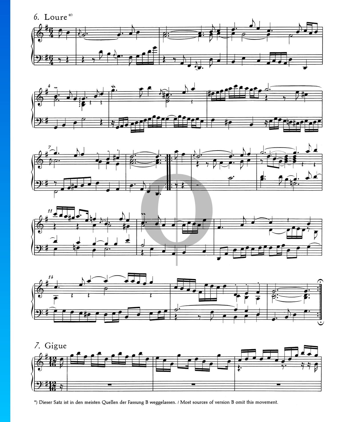 French Suite No. 5 G Major, BWV 816: 6. Loure Sheet Music (Piano Solo ...