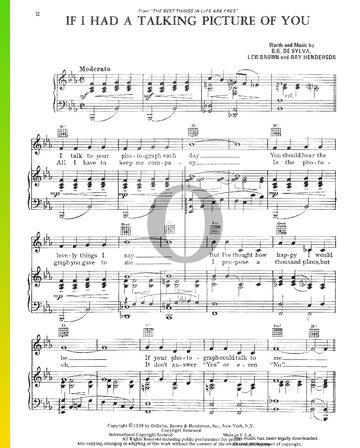 If I Had A Talking Picture Picture Of You Sheet Music