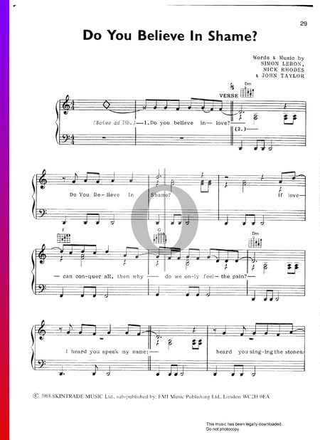 Do You Believe In Shame Musik-Noten