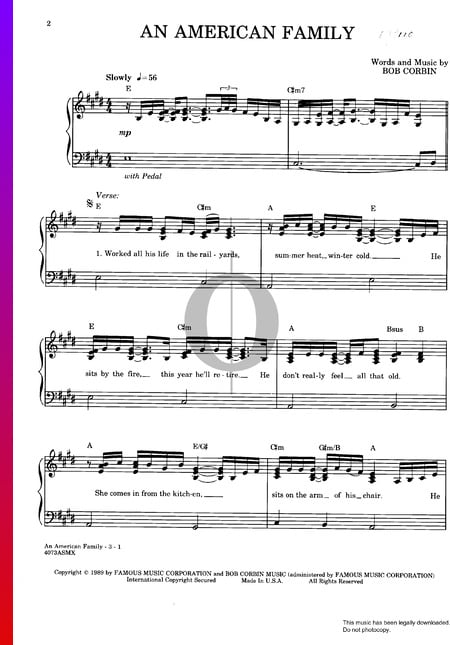 An American Family Sheet Music