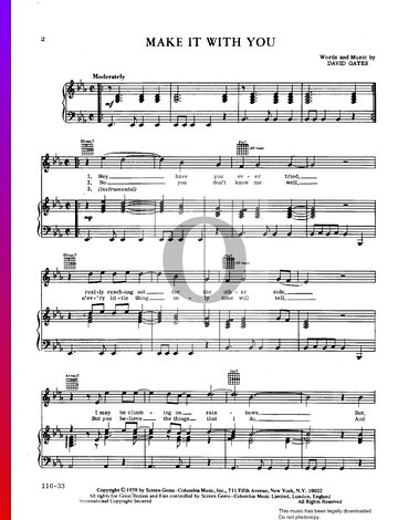 Make It With You Sheet Music