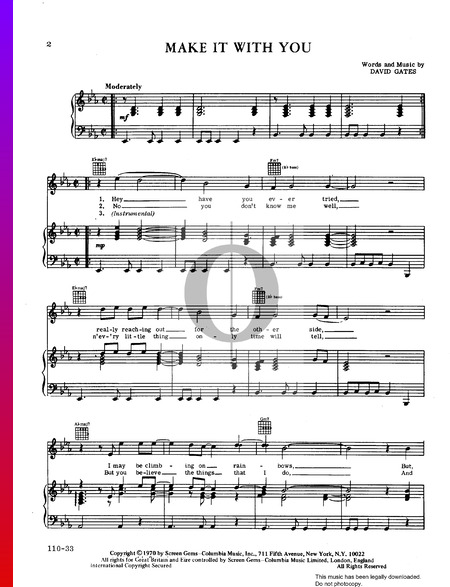 Make It With You Musik-Noten