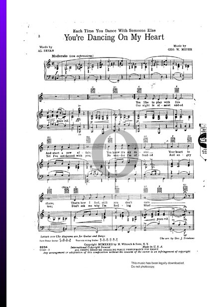 (Each Time You Dance With Someone Else) You're Dancing On My Heart Partitura
