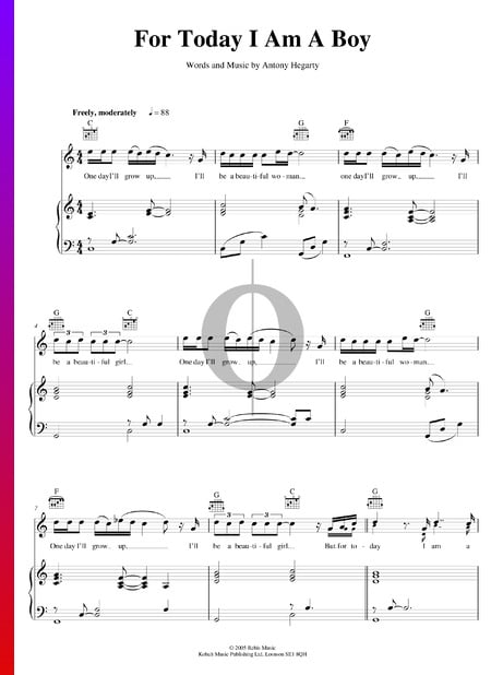 For Today I Am A Boy Sheet Music