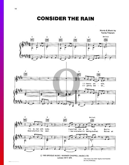 Consider The Rain Sheet Music