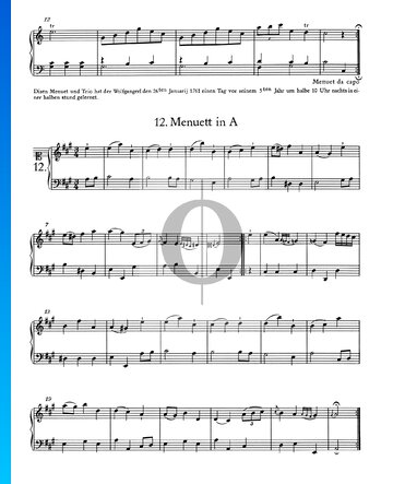 Menuet in A Major, No. 12 Sheet Music