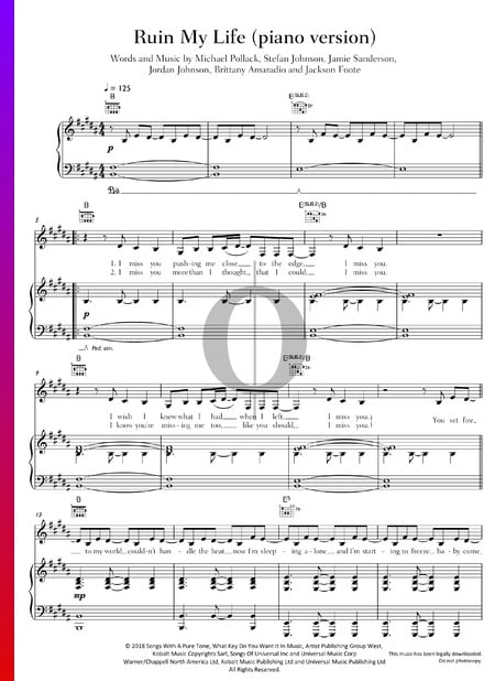 Ruin My Life Sheet Music