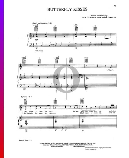 Butterfly Kisses Musik-Noten