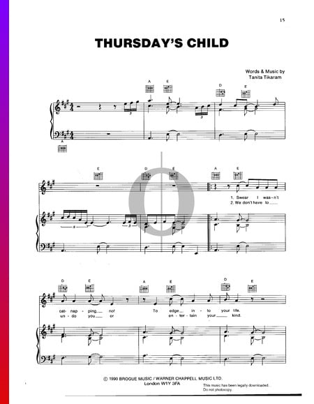 Thursday's Child Musik-Noten