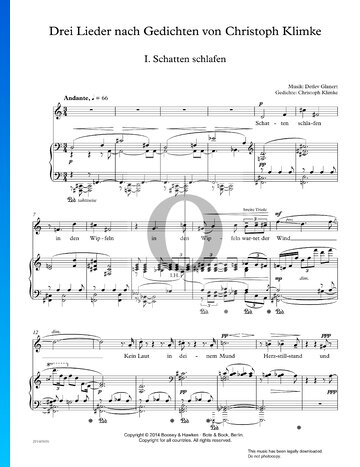 Drei Lieder nach Gedichten von Christoph Klimke: 1. Schatten Schlafen Sheet Music