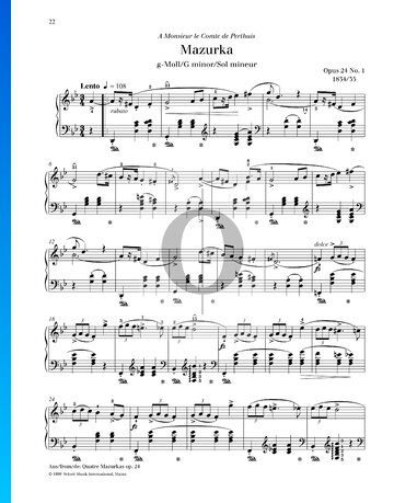 Mazurka in G Minor, Op. 24 No. 1 Partitura