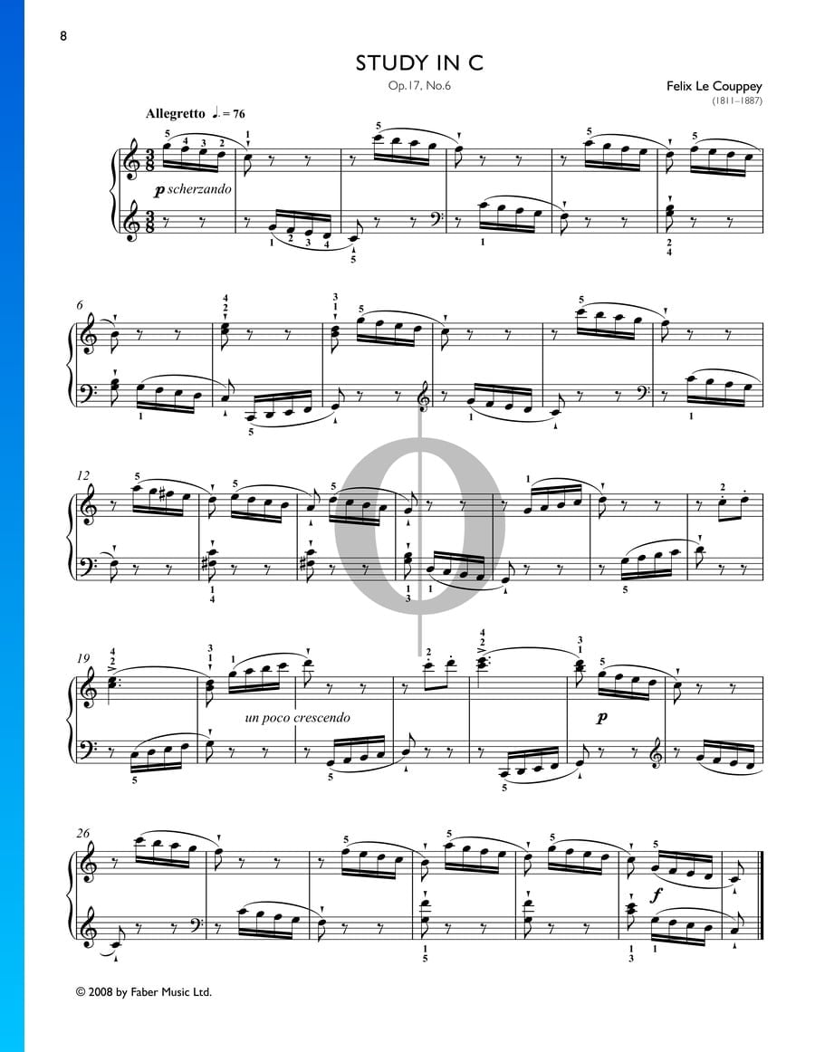 Study in C Major, Op. 17 No. 6 (Felix Le Couppey) Piano Sheet Music - OKTAV