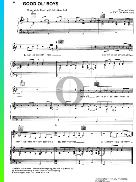Good Ol' Boys Sheet Music