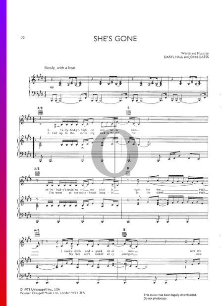She's Gone Sheet Music