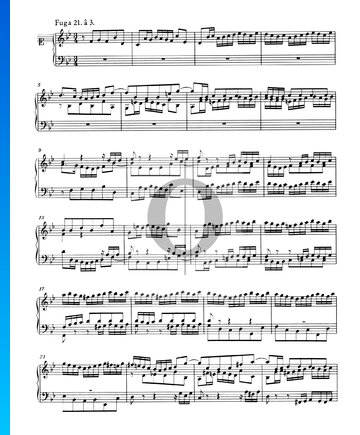 Fuga 21 en si bemol mayor, BWV 866 Partitura