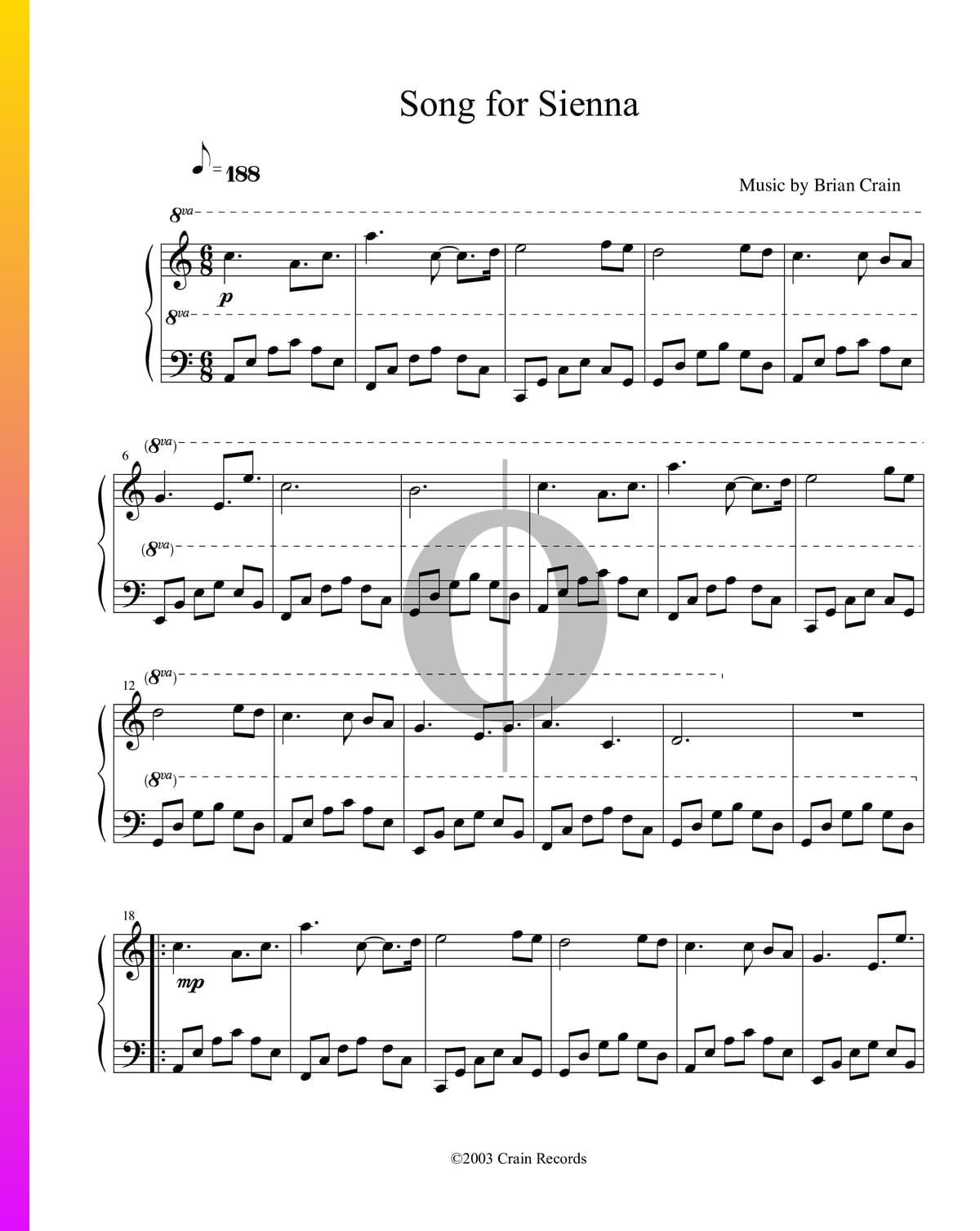 Song for sienna sheet music