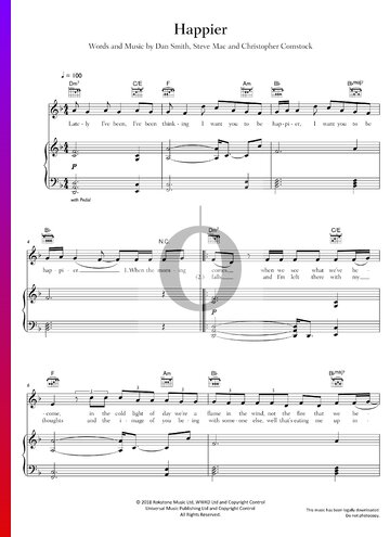 aprendiz Sala Goma Happier Partitura » Bastille, Marshmello (Piano, Voz, Guitarra) | Descarga  PDF - OKTAV