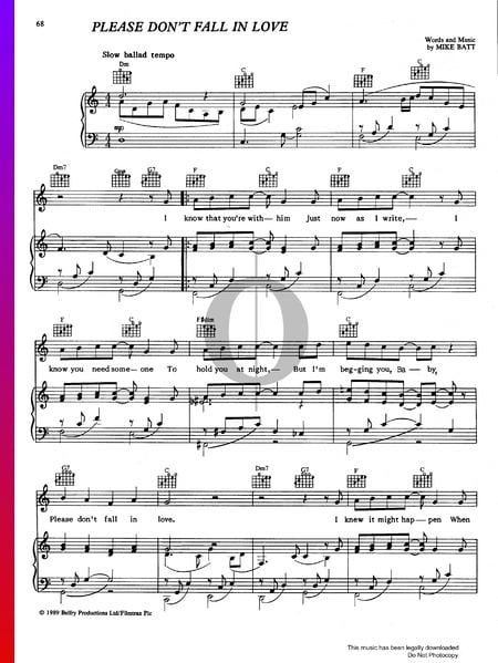 Please Don't Fall In Love Musik-Noten