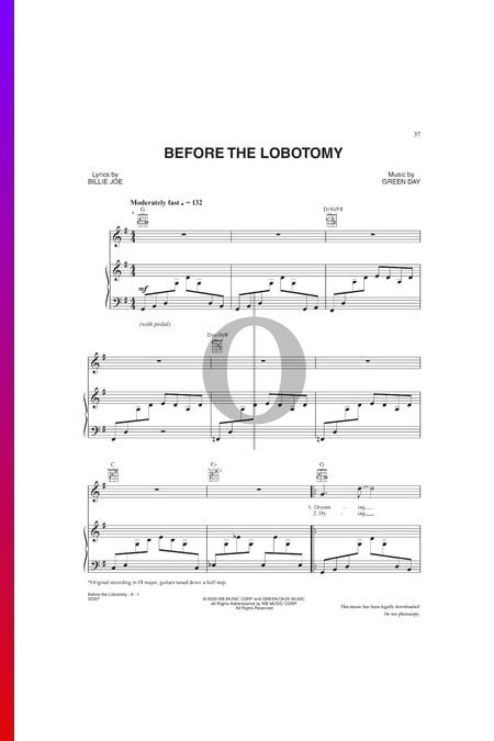 Before The Lobotomy Sheet Music
