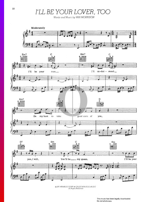 I'll Be Your Lover Too Sheet Music