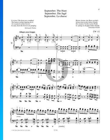 The Seasons, Op. 37a: 9. September - The Hunt Sheet Music