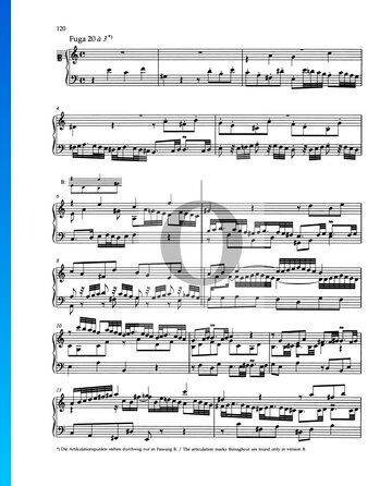 Fuga en la menor, BWV 889 Partitura