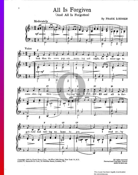 All Is Forgiven (And All Is Forgotten) Musik-Noten
