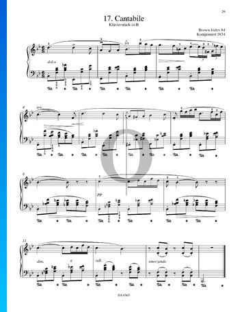 Partition Cantabile - Pièce pour Piano en Si bémol Majeur, B. 84