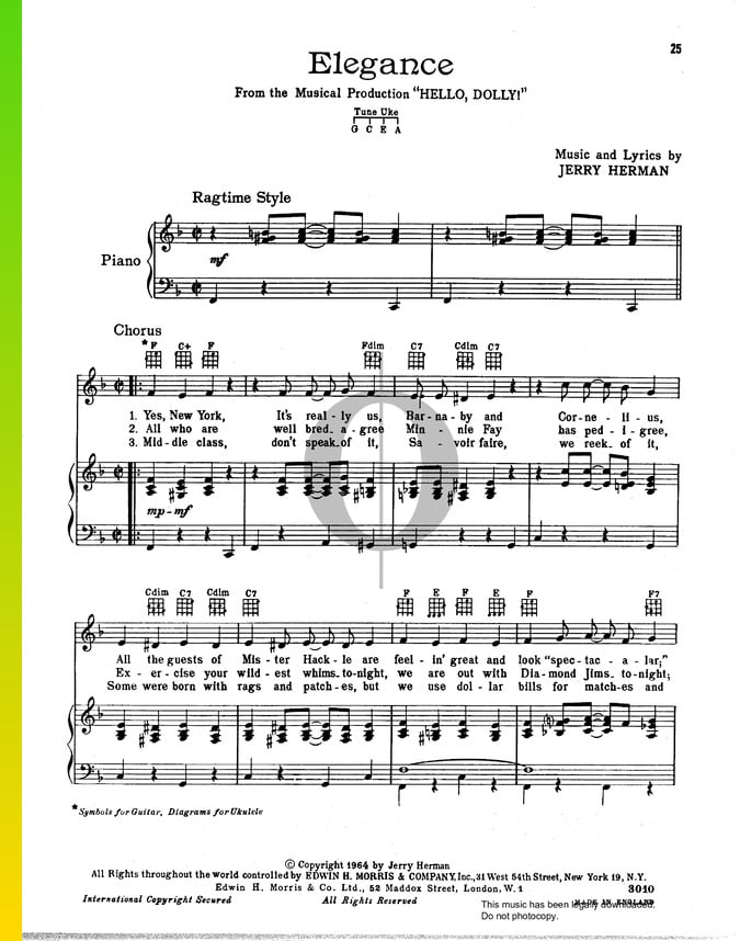 9 Sheet Music Downloads (PDF) & Streaming from "Hello, Dolly!" OKTAV