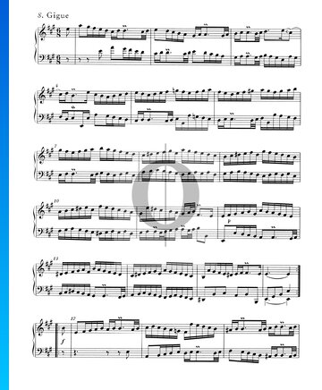 Englische Suite Nr. 1 A-Dur, BWV 806: 8. Gigue Musik-Noten