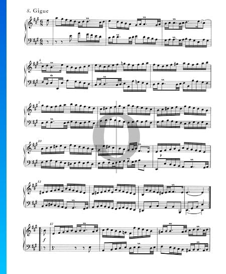 English Suite No. 1 A Major, BWV 806: 8. Gigue Sheet Music