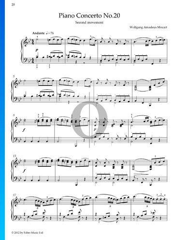 Partition Concerto pour Piano No. 21 en Ré mineur, KV 466: 2. Romance