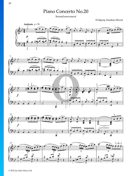 Concerto pour Piano No. 21 en Ré mineur, KV 466: 2. Romance Partition