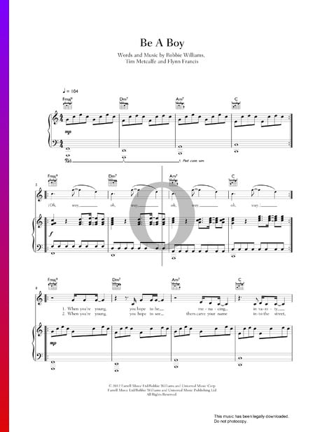 Be A Boy Musik-Noten